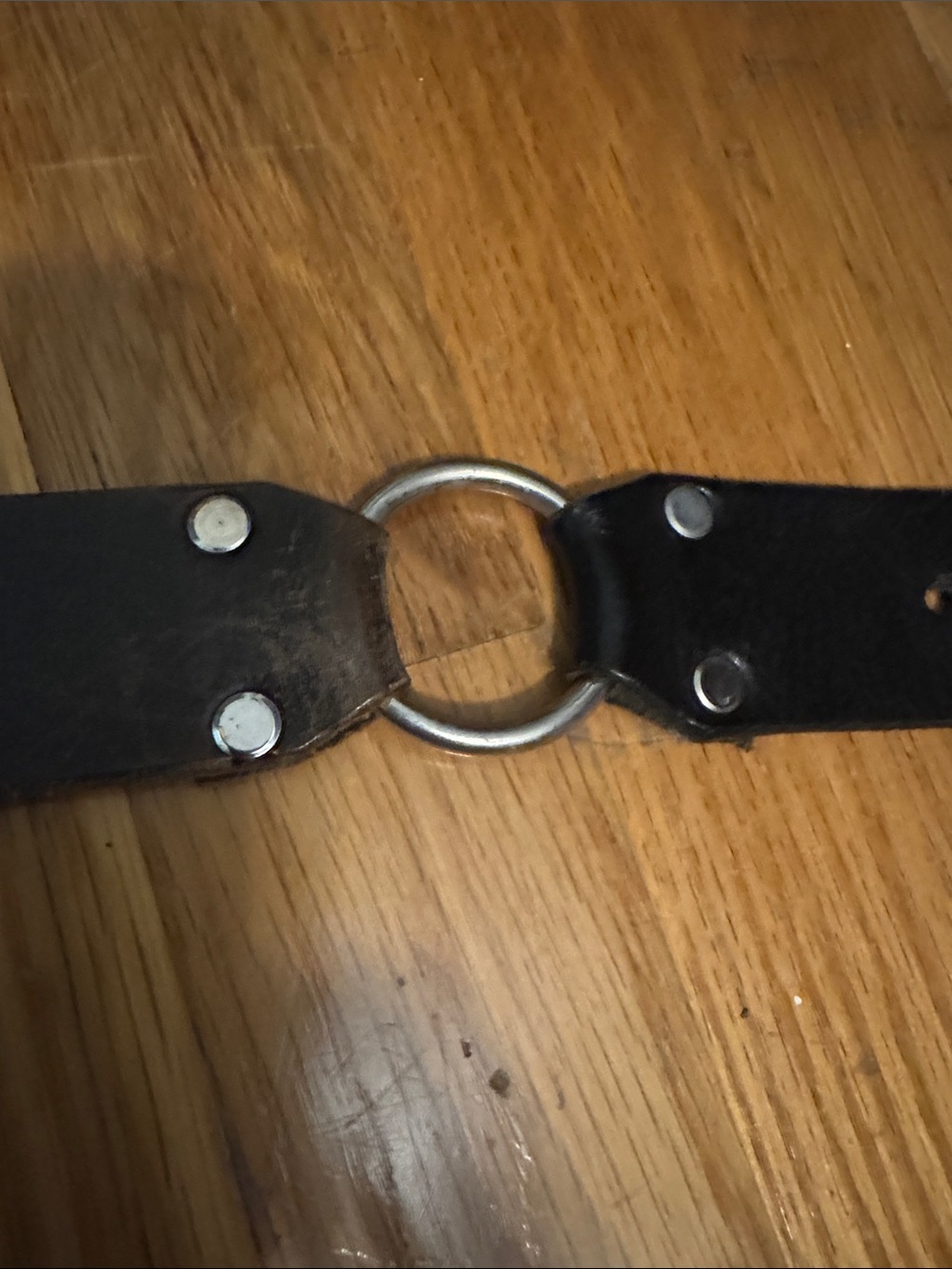 Source Unknown Black Leather Ring-Accent Men's Belt - Picture 4 of 5